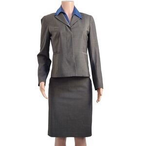 TALBOTS Wool Blend Stretch Skirt 2 Piece Work Suit Hidden Buttons Size: 4